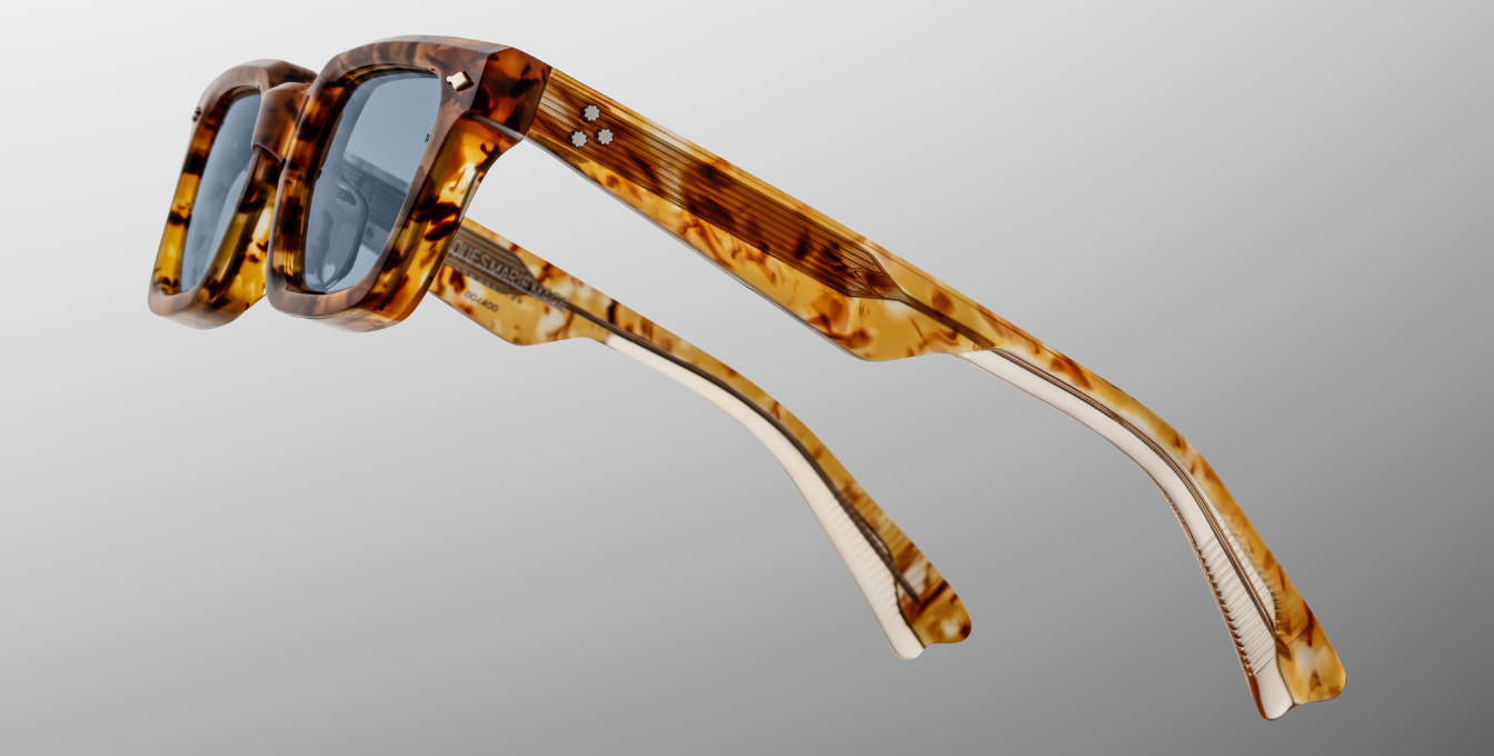 Jacques marie mage casablanca cairo eckige sonnenbrille in havana mit blauen gläsern