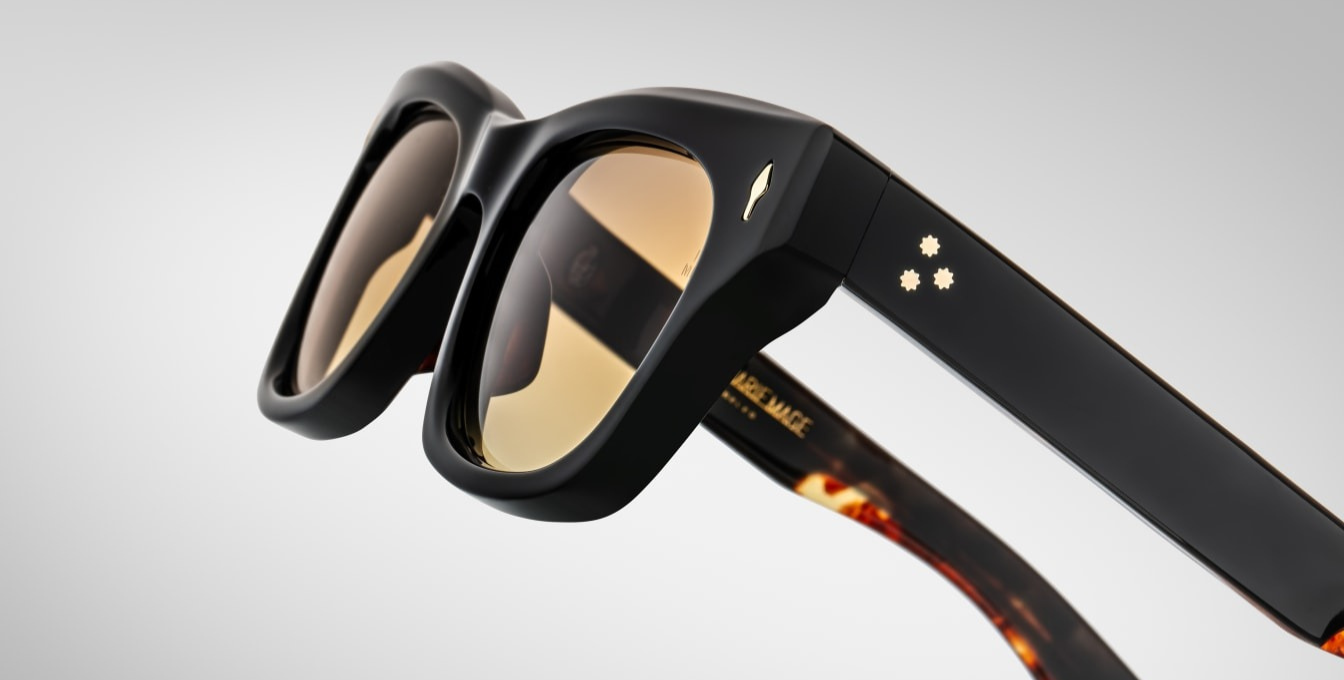 jacques marie mage dealan noir 15 eckige sonnenbrille in schwarz mit braunen gläsern