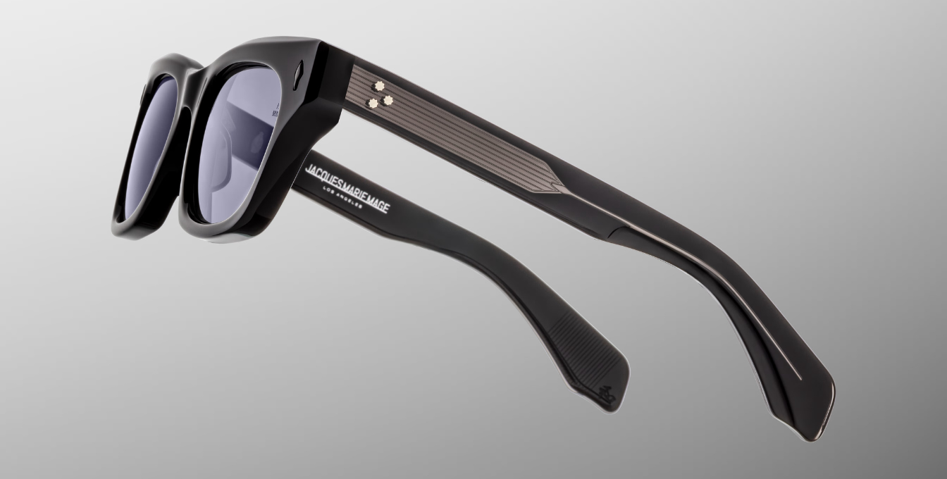 jacques marie mage dealan raven eckige sonnenbrille in schwarz mit grauen gläsern