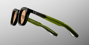 jacques marie mage devaux borneo eckige grüne sonnenbrille mit orangenen gläsern