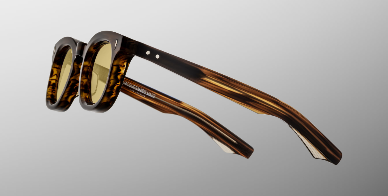 jacques marie mage devaux hazel eckige sonnenbrille in havana mit gelben gläsern