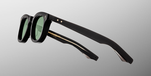 jacques marie mage devaux venom eckige schwarze sonnenbrille mit grünen gläsern