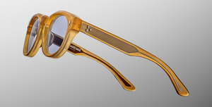 jacques marie mage dr.dream marigold ovale sonnenbrille in transparentem orange mit hellblauen gläsern