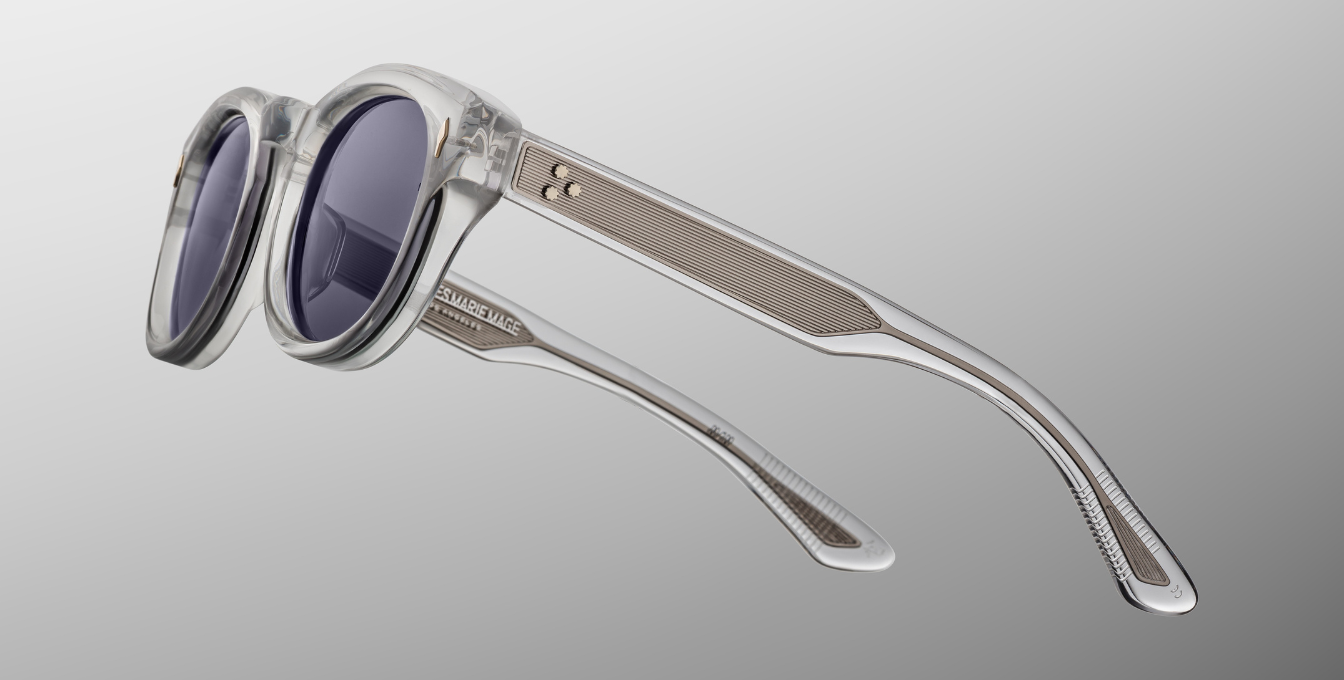 jacques marie mage dr.dream sulfur ovale sonnenbrille in grau transparent mit grauen gläsern