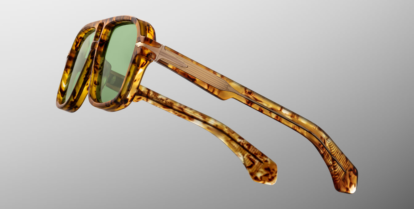 jacques marie mage elkhart vintage tort eckige sonnenbrille in havana mit grünen gläsern