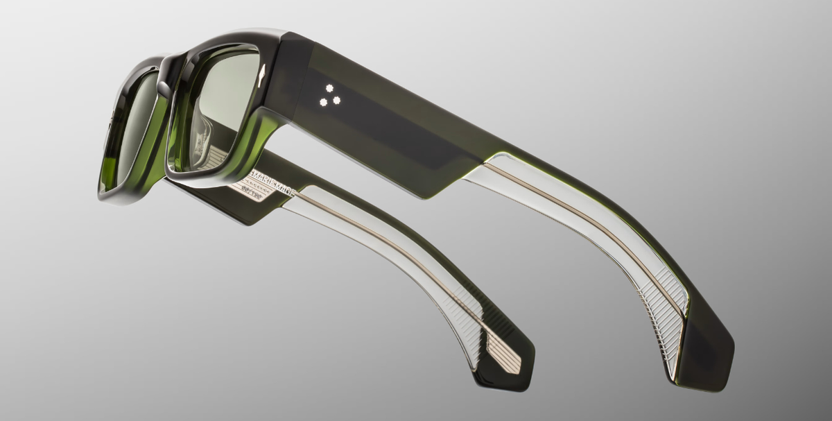 jacques marie mage engel borneo eckige sonnenbrille in grün aus acetat mit grünen gläsern
