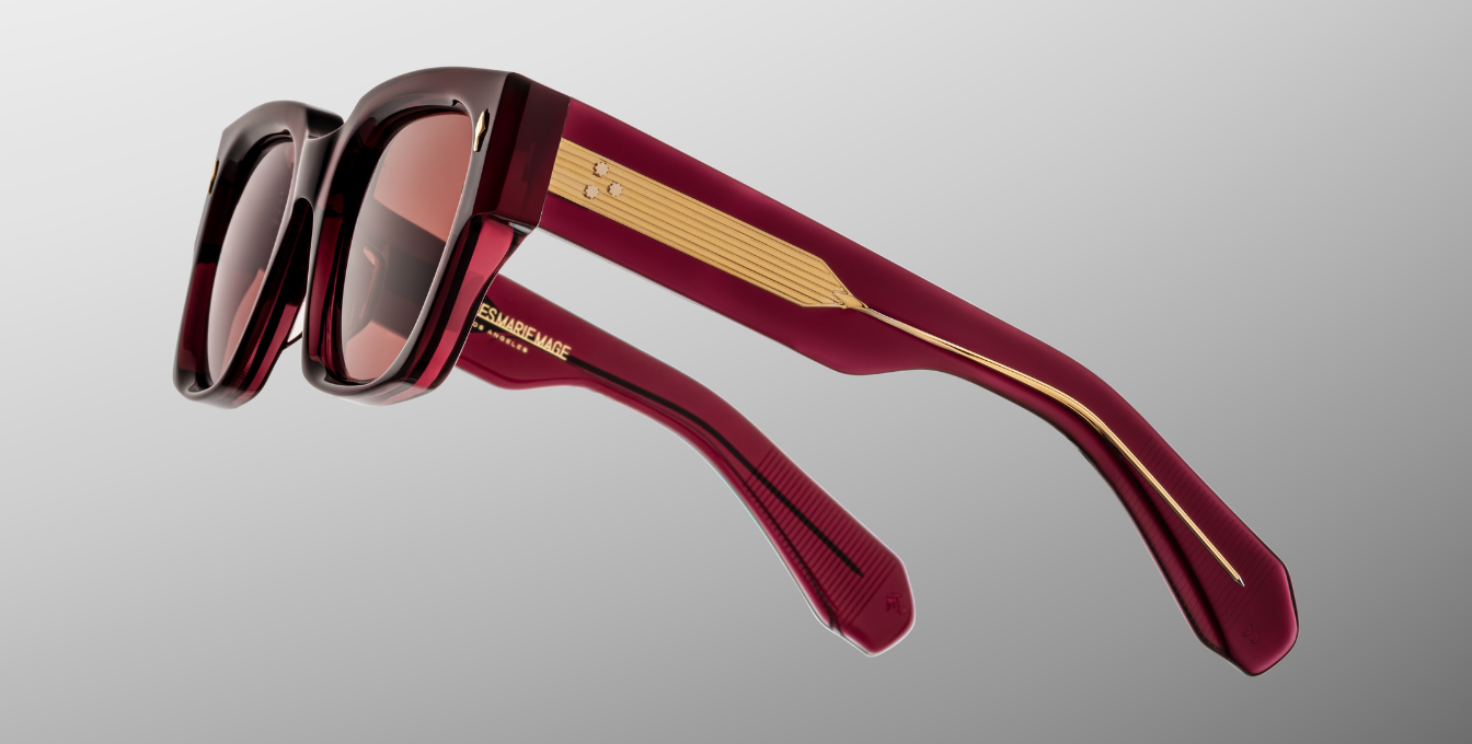 jacques marie mage enzo amarena eckige sonnenbrille in rot mit roten gläsern