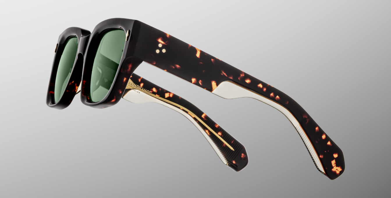 jacques marie mage enzo etna eckige sonnenbrille in havana mit grünen gläsern