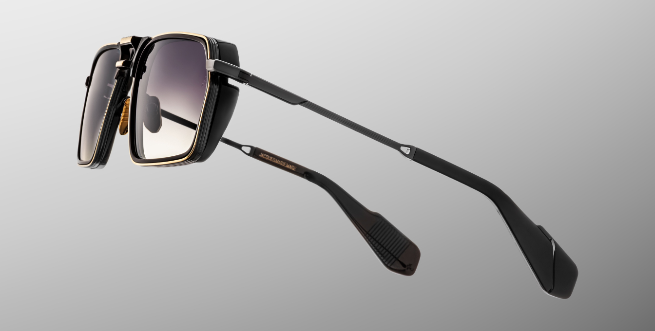 jacques marie mage gt-r bng eckige sonnenbrille in schwarz mit schwarzen verlaufsgläser