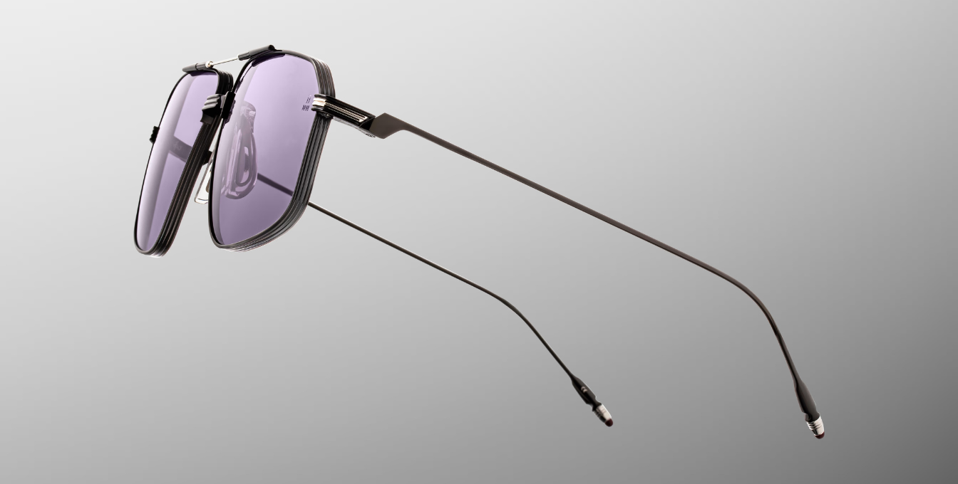 jacques marie mage jagger corbeau aviator sonnenbrille aus titan in matt schwarz mit grauen gläsern