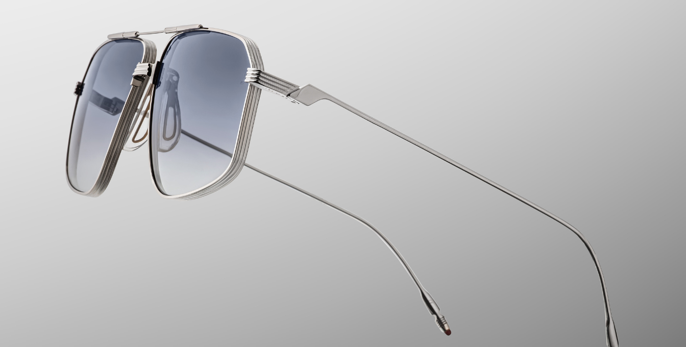 jacques marie mage jagger sulfur aviotor sonnenbrille in silber mit grauen gläsern
