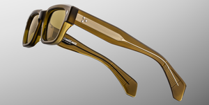 jacques marie mage jeff volvox eckige sonnenbrille in transparentem grün mit olive farbenen gläsern