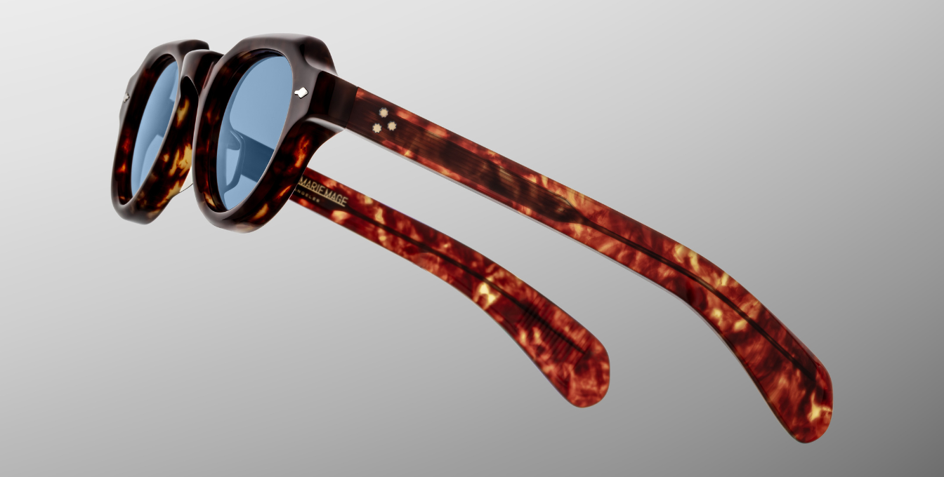 jacques marie mage kellerman breccia pantoförmige acetatbrille in havana mit blauen gläsern