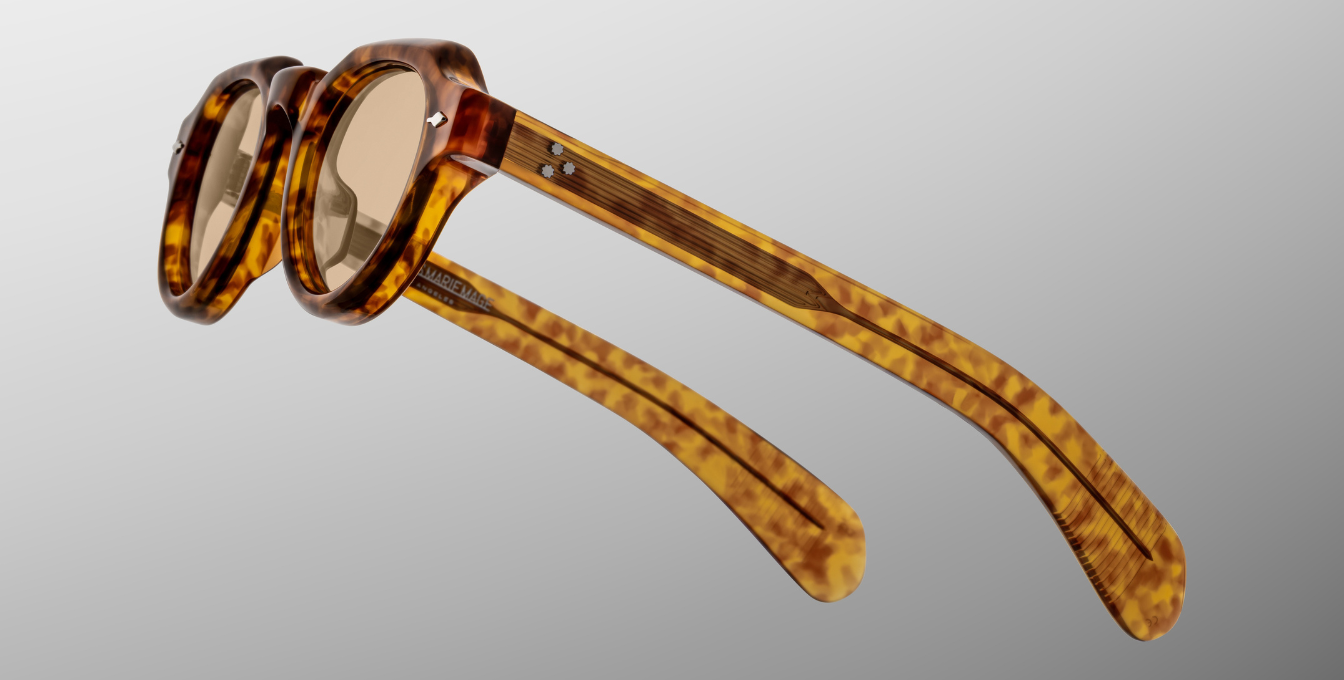 jacques marie mage kellerman camel pantoförmige acetatbrille in havana mit braunen gläsern