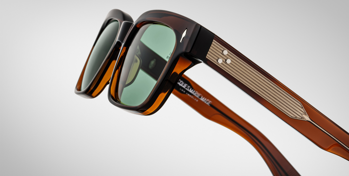 jacques marie mage molino 55 zoltar eckige sonnenbrille in braun mit grünen gläsern