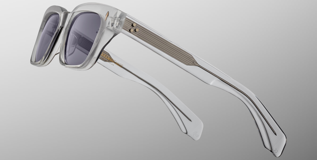 jacques marie mage molino sulfur eckige sonnenbrille in grau transparent mit grauen gläsern