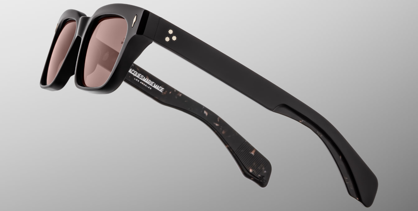 jacques marie mage molino willow eckige sonnenbrille in schwarz mit braunen gläsern