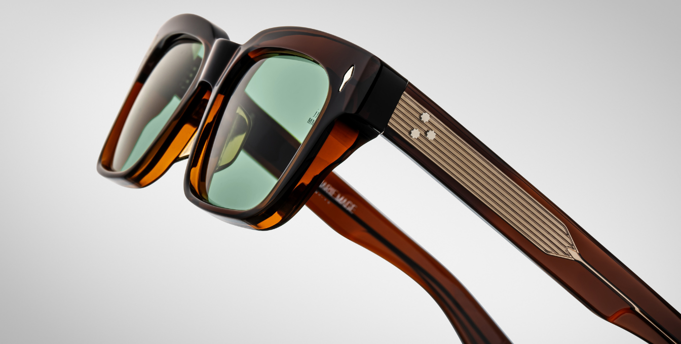 jacques marie mage molino zoltar eckige sonnenbrille in braun mit grünen gläsern