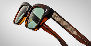 jacques marie mage molino zoltar eckige sonnenbrille in braun mit grünen gläsern