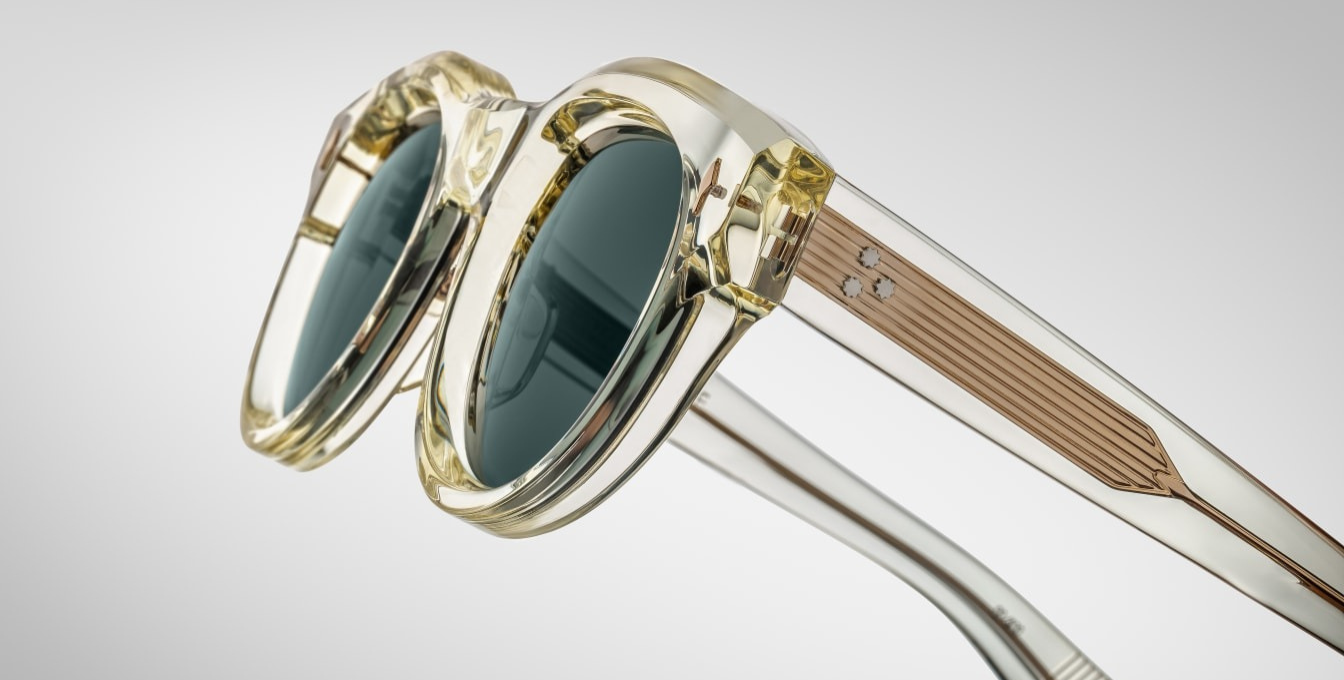 jacques marie mage molitor brut panto sonnenbrille in transparent mit grünen gläsern