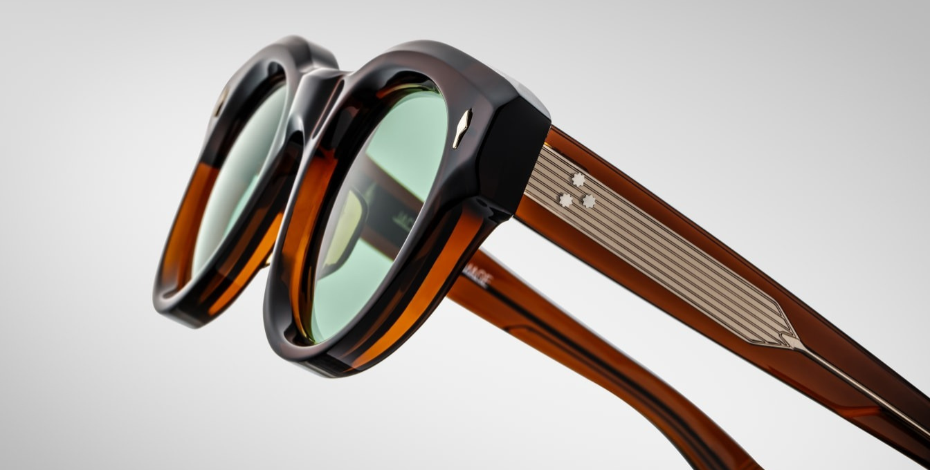 jacques marie mage molitor zoltar panto sonnenbrille in braun mit grünen gläsern