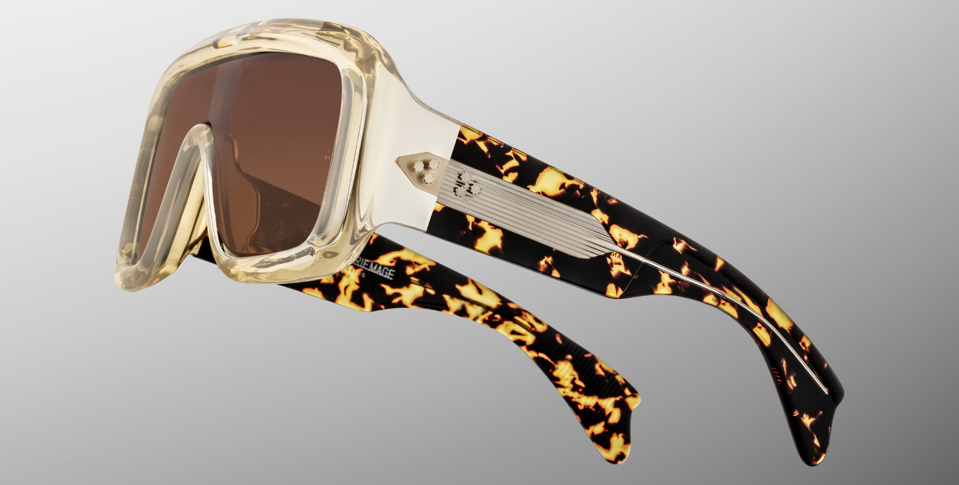 jacques marie mage pausa dun eckige sonnebrille in beige mit orangenen verlaufsgläsern