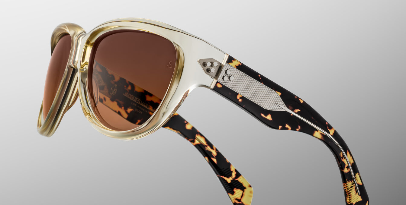 jacques marie mage ravello dun gelbe runde oversized sonnenbrille mit braunen verlaufsgläsern