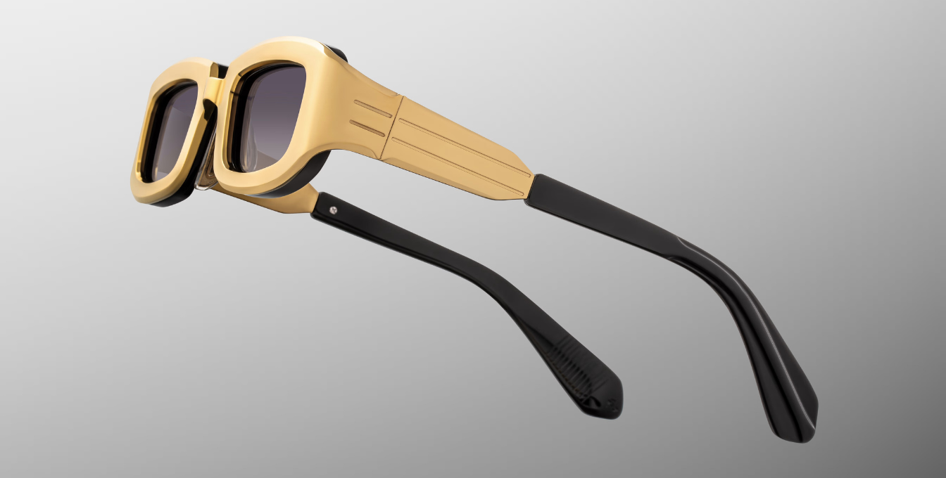 jacques marie mage ryder gold eckige sonnenbrille aus titan in gold mit grauen verlaufsgläsern