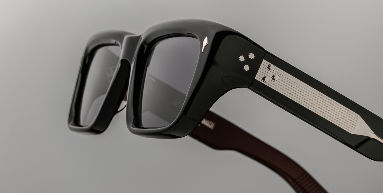 jacques marie mage walker bloodstone eckige sonnenbrille in schwarz mit dunkelgrauen gläsern
