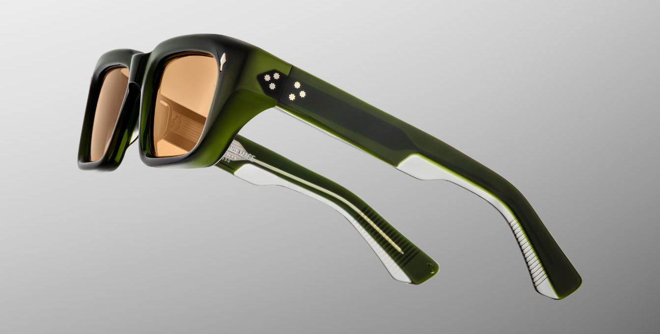 jacques marie mage walker borneo eckige sonnenbrille in grün mit orangenen Gläsern