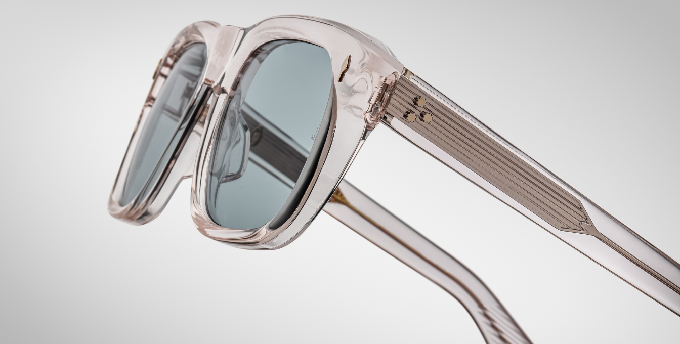 jacques marie mage yves cameo eckige sonnenbrille in rose mit blauen gläsern