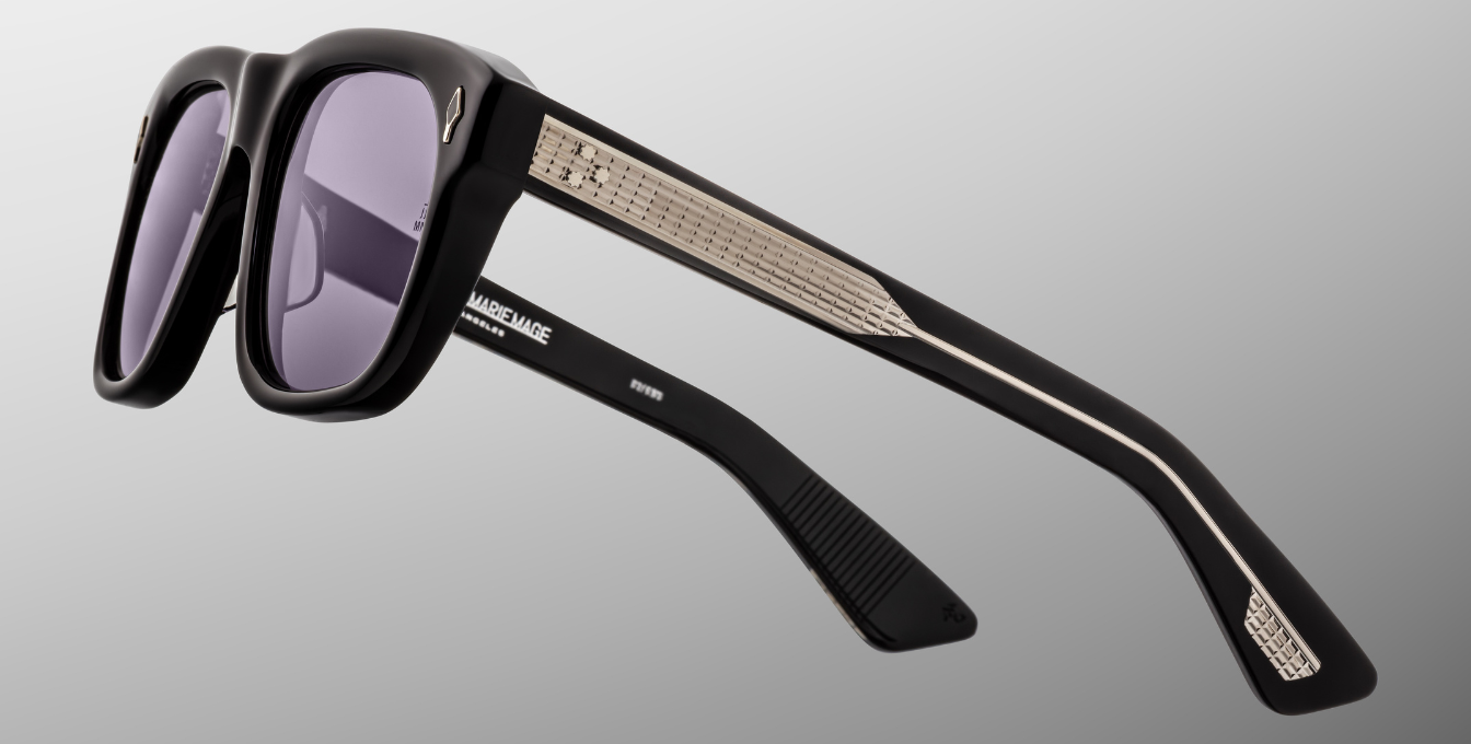 jacques marie mage yves fumee eckige sonnenbrille in schwarz mit grauen gläsern