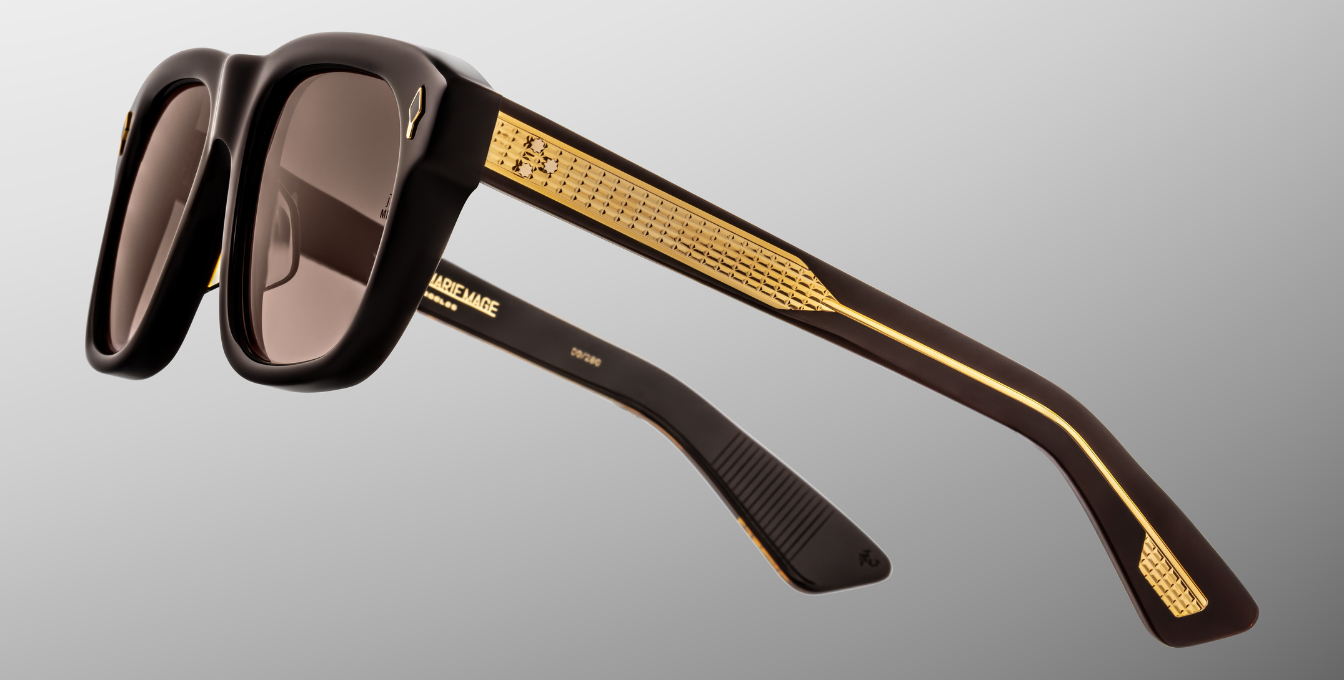 jacques marie mage yves ganache eckige sonnenbrille in braun mit braunen verlaufsgläsern