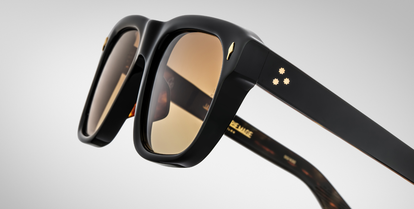 jacques marie mage yves noir15 eckige sonnenbrille in schwarz mit braunen gläsern