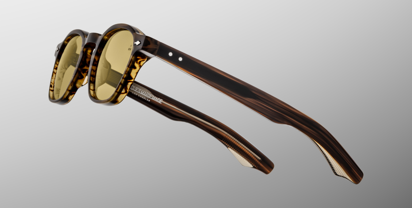 jacques marie mage zephirin 47 hazel, eckige sonnenbrille in havana mit brauen gläsern