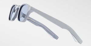 jacques marie mage suede collection zephirin sky suede eckige sonnenbrille in blau mit blauen gläsern