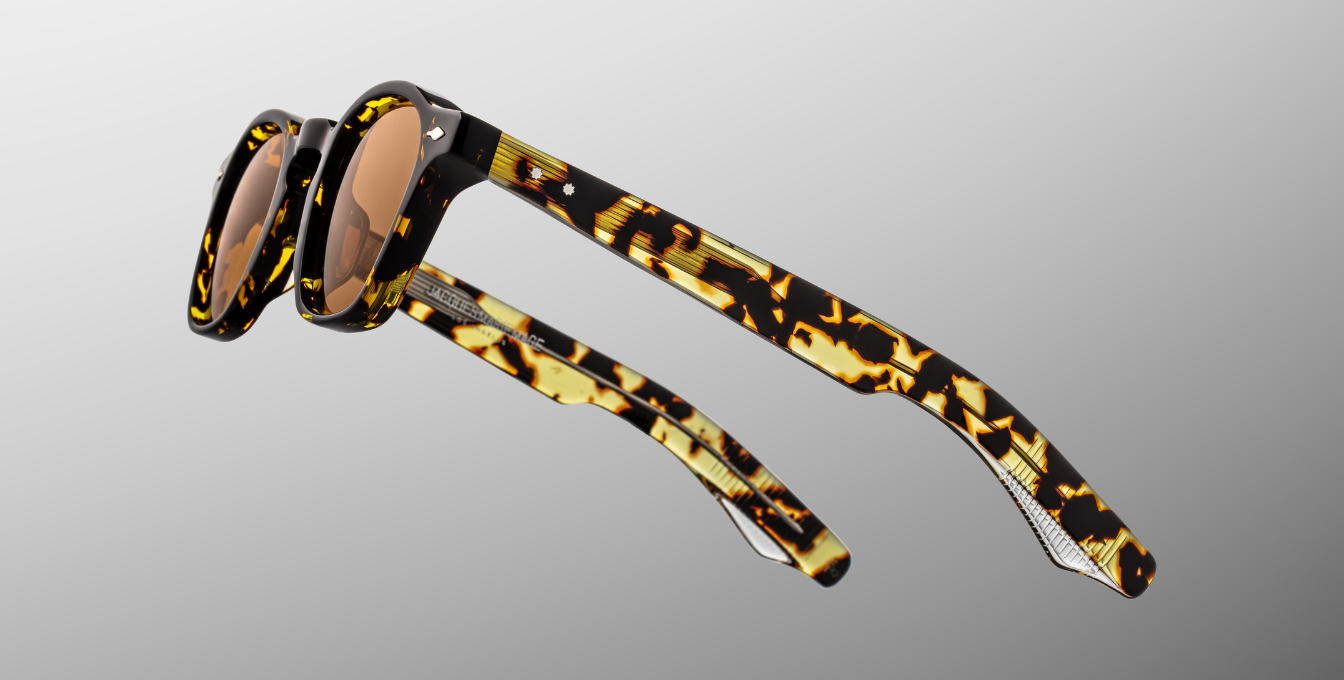 jacques marie mage zephirin tokyo eckige sonnenbrille in havana mit orangenen gläsern
