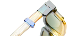 kuboraum I03 nyt eckige sonnenbrille in grün und gelb mit grün-gelben verlaufsgläsern