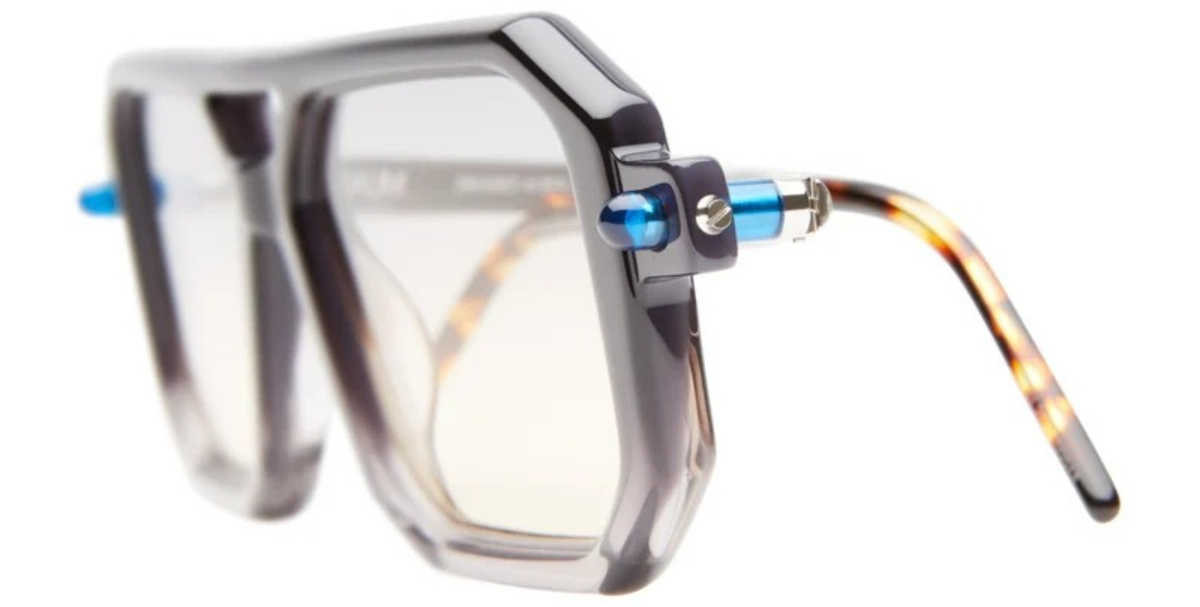 kuboraum P8 BkG eckige sonnenbrille aus acetat in schwarz verlauf mit grau-gelben verlaufsgläsern