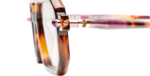 kuboraum P8 HAP eckige sonnenbrille aus acetat in havana mit violet-gelben verlaufsgläsern