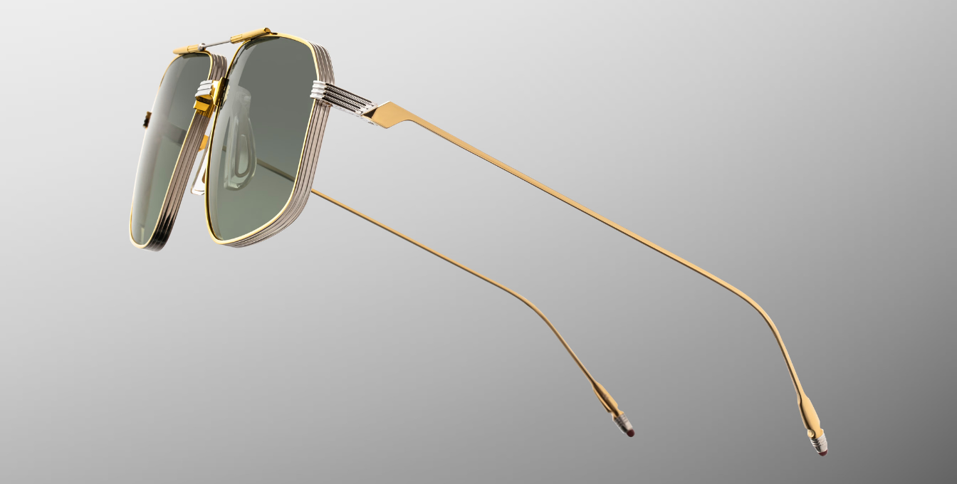 jacques marie mage jagger musket aviator sonnenbrille aus titan in gold mit grünen verlaufsgläser