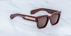 jacques marie mage enzo bordeaux empire eckige sonnebrille in weinrot mit braunen gläsern