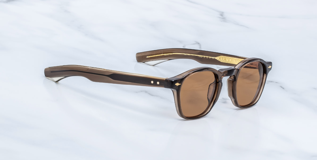 jacques marie mage zephirin 47 london eckige sonnenbrille aus acetat in braun mit orangenen gläsern