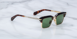 jacques marie mage alin etna eckige sonnenbrille in havana und gold mit grünen gläsern