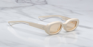 jacques marie mage besset suede collection sun suede ovale sonnenbrille in matt gelb mit hellen gelben Gläsern