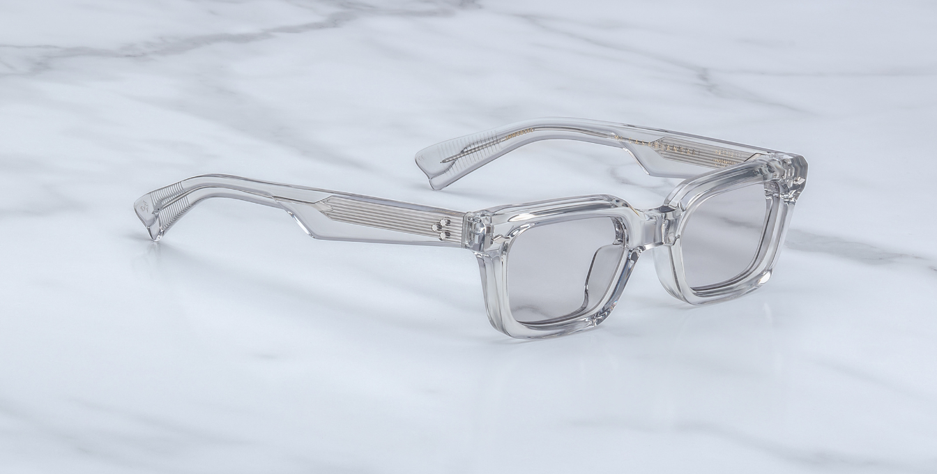 jacques marie mage casablanca sulfur eckige sonnenbrille aus acetat in grau transparent mit grauen gläsern