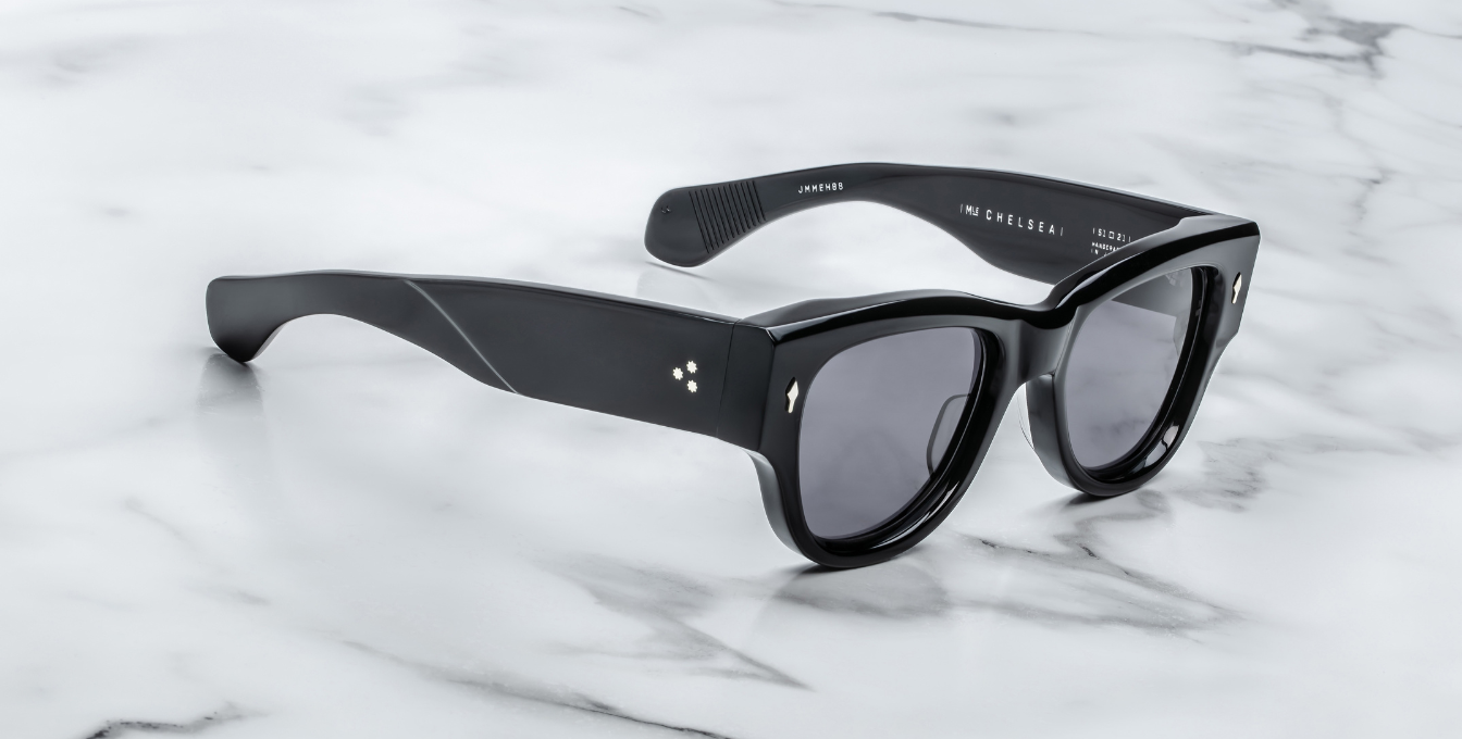 jacques marie mage chelsea black eckige sonnenbrille in schwarz mit schwarzen gläsern