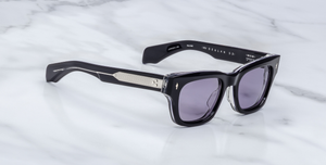 jacques marie mage dealan53 hudson eckige sonnenbrille in dunkelblau mit violetten gläsern