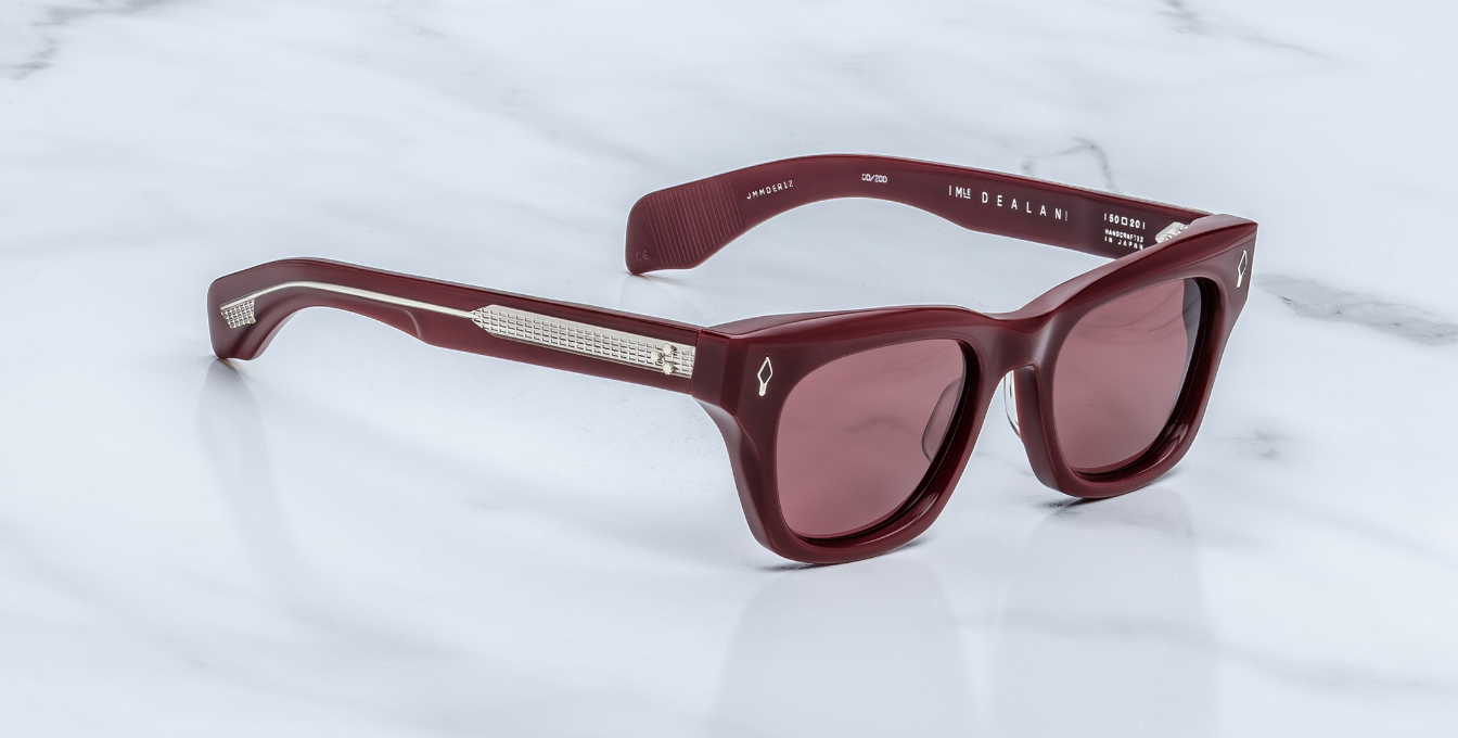 jacques marie mage epoxy II dealan cassis eckige weinrote sonnenbrille mit weinroten gläsern