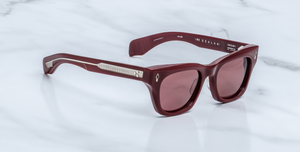 jacques marie mage epoxy II dealan cassis eckige weinrote sonnenbrille mit weinroten gläsern